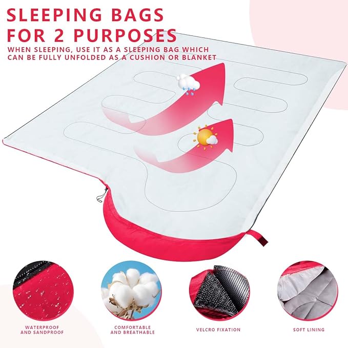 OBTANIM Camping Sleeping Bags Portable Waterproof Sleeping Bag for Adults Kids 4 Seasons Winter, Fall, Spring, Summer Backpacking Hiking Camping Mountaineering Indoor Outdoor Use