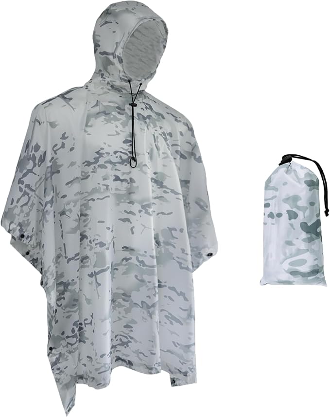 Camo Rain Poncho, Multi Use Waterproof Rain Coat