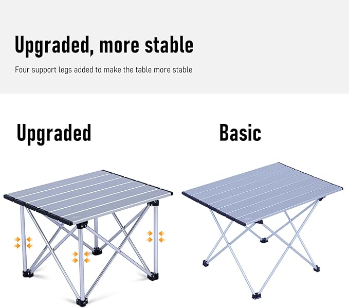 iClimb Ultralight Compact Camping Folding Table with Carry Bag (Reinforced Silver - XL)