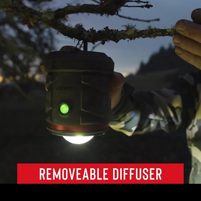 COAST EAL22 1250 Lumen Dual Color LED Emergency Light, Storm Proof, Power Bank, Durable for Outdoor & Survival - Compatible with 3 x D Batteries or ZX1010 Rechargeable Battery, Black