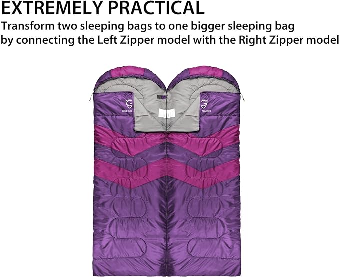 Gold Armour Sleeping Bags for Adults Cold Weather & Warm - Backpacking Camping Sleeping Bag for Kids 10-12, Girls, Boys - Lightweight Compact Camping Essentials Gear Accessories, Right Zipper