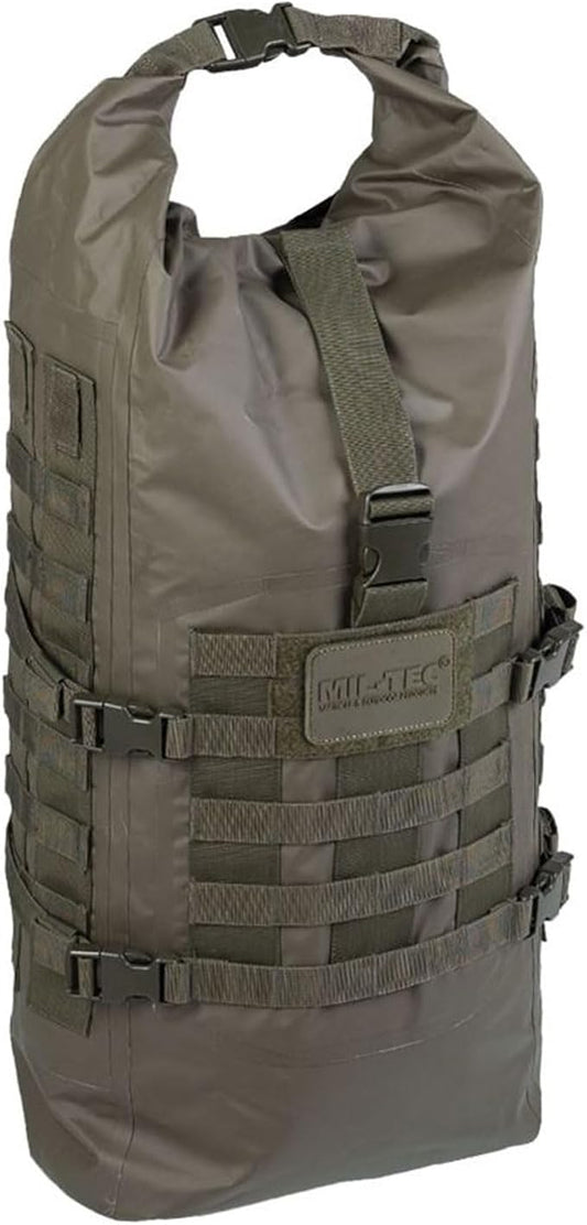 Mil-Tec Unisex 30L Tactical Seals Dry Bag - Secure Rugged Durable Waterproof Outdoor Kayaking Boating Camping Hiking MOLLE Backpack with Adjustable Wide Shoulder Straps & Padded Back, Olive Drab
