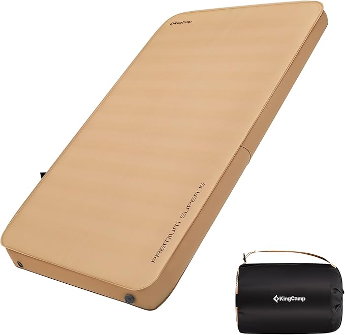 KingCamp Luxury 3D Insulated Double Self Inflating Camping Sleeping Pad, Portable Large Thick Self Inflatable Foam Air Mattress
