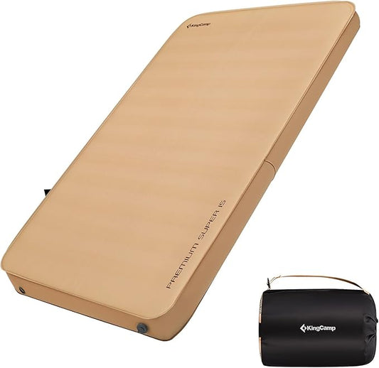 KingCamp Luxury 3D Insulated Double Self Inflating Camping Sleeping Pad, Portable Large Thick Self Inflatable Foam Air Mattress