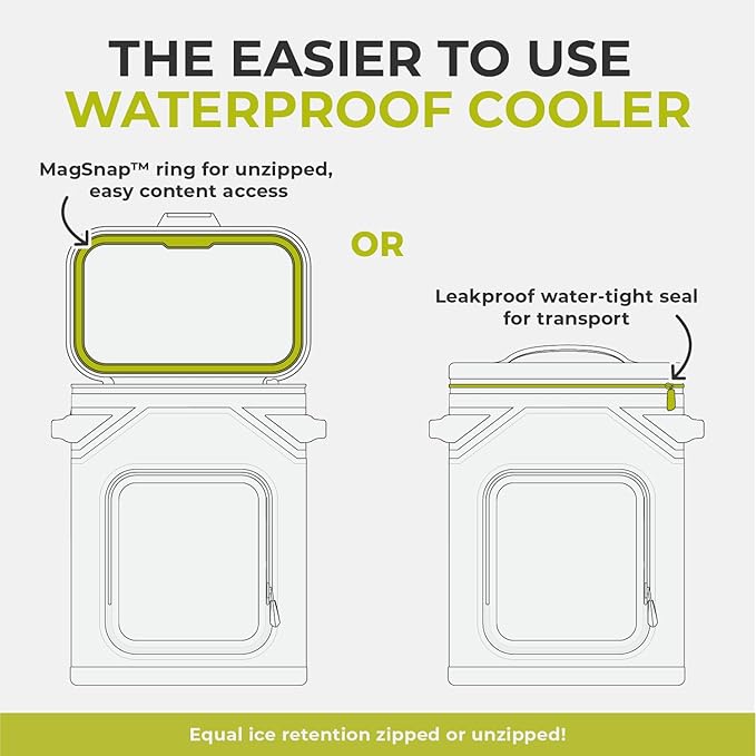 CORE Magnetic Leak Proof Soft Cooler with Waterproof Zipper | Insulated Bag Portable Ice Chest Box | Best Soft Cooler for Food & Beverages for Tailgating, Car Camping, Travel, and Family Beach Picnics