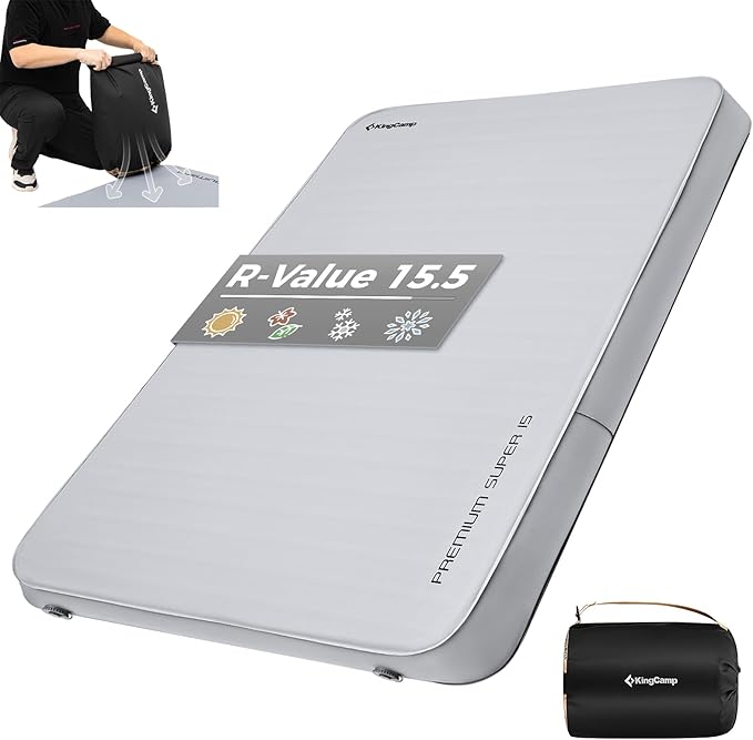 KingCamp Luxury 3D Insulated Double Self Inflating Camping Sleeping Pad, Portable Large Thick Self Inflatable Foam Air Mattress