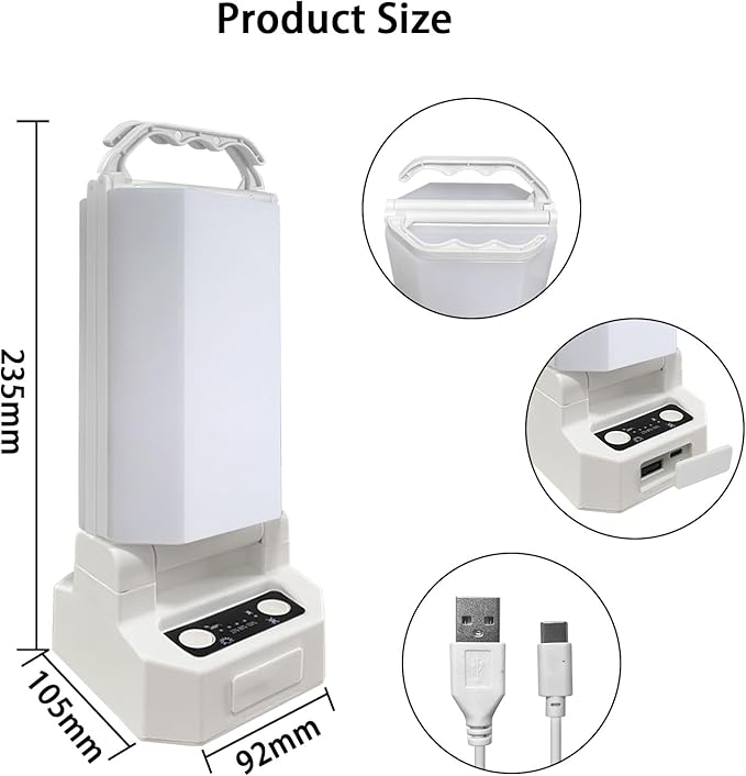 Solar Powered LED Portable Camping Lantern 4500mAh Rechargeable 1000 Luminaid 6500K Waterproof and 4 Brightness Dimmable, Ideal Camping Lights for Home Power Outages, Outdoor Survival Gear