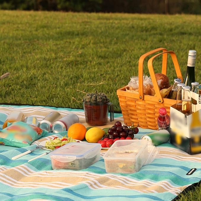 G GOOD GAIN Picnic Blanket Waterproof & Sand Proof,Beach Blanket Portable with Carry Strap, XL Large Foldable Picnic Rug Machine Washable for Outdoor Camping Party,Wet Grass,Hiking,Kids Playground
