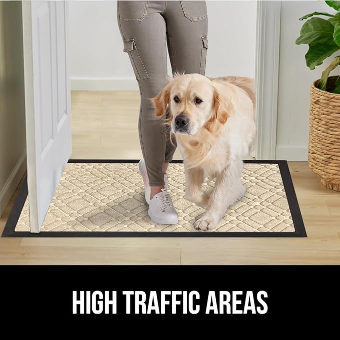 GORILLA GRIP 100% Waterproof All-Season WeatherMax Doormat, 72x24 Runner, Durable Natural Rubber, Stain and Fade Resistant, Low Profile, Indoor Outdoor Door Mats, Easy Clean Entry Mat, Modern Latte