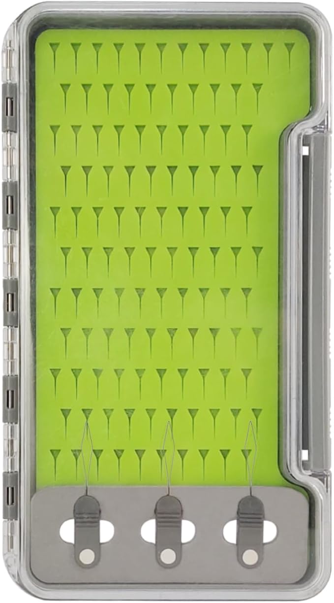 AVENTIK EUPHENG Fly Fishing Boxes Silicone Super Slim Fishing Storage Fishing Tackle Case Waterproof Pocket 7.36"X4.02"X0.63"/5.39"X3.74" X0.63'' (1PC-G048LB:7.36"X4.02"X0.63" with Hook fly threader)