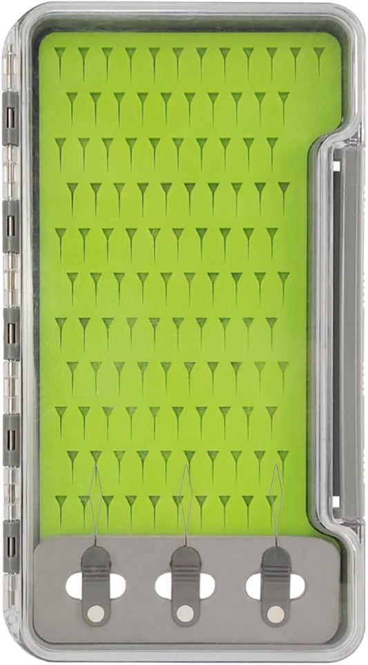 AVENTIK EUPHENG Fly Fishing Boxes Silicone Super Slim Fishing Storage Fishing Tackle Case Waterproof Pocket 7.36"X4.02"X0.63"/5.39"X3.74" X0.63'' (1PC-G048LB:7.36"X4.02"X0.63" with Hook fly threader)