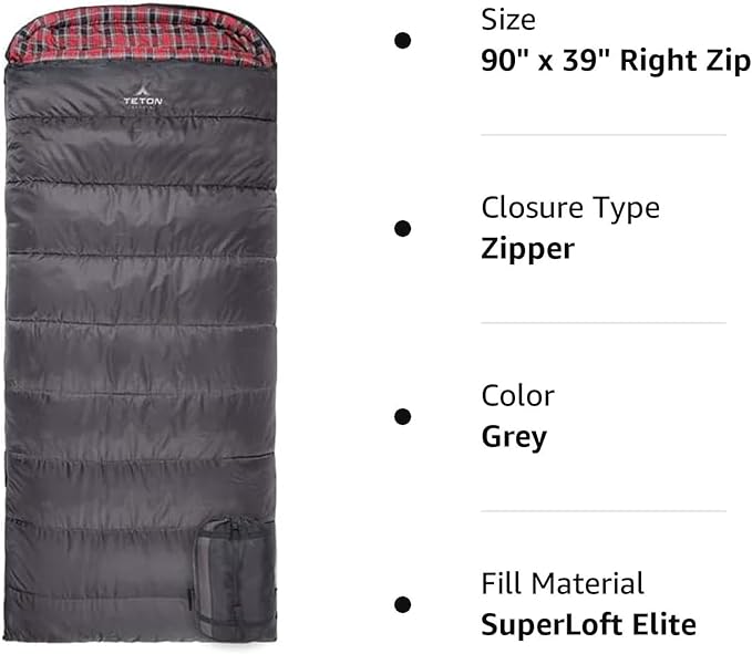 Teton Celsius XXL Sleeping Bag, Cold Weather Sleeping Bags for Adults and Kids, Camping Made Easy and Warm. Compression Sack Included, 35F, 25F, 0F, 20F Degree
