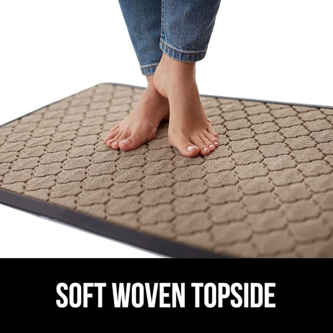 GORILLA GRIP 100% Waterproof All-Season WeatherMax Doormat, Durable Natural Rubber, Stain and Fade Resistant, Low Profile, Indoor Outdoor Doormats, Easy Clean Patio Entry Mat, 17x29, Latte Quatrefoil