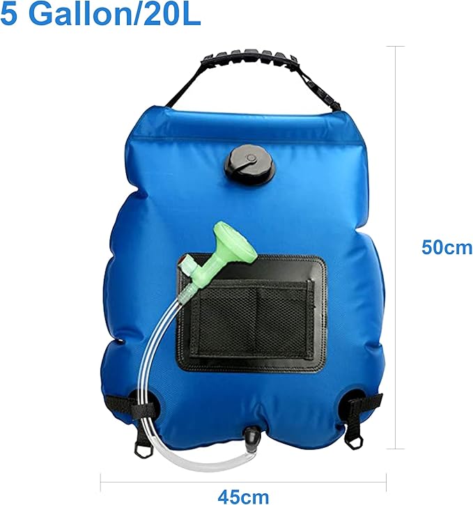 Solar Shower Bag, Solar Heating Camping Shower Bag, 5Gal(20L) Portable Camping Shower Bag, with Removable Hose and On-Off Switchable Shower Head, for Outdoor Traveling/Climbing/Hiking/Beach/Swimming