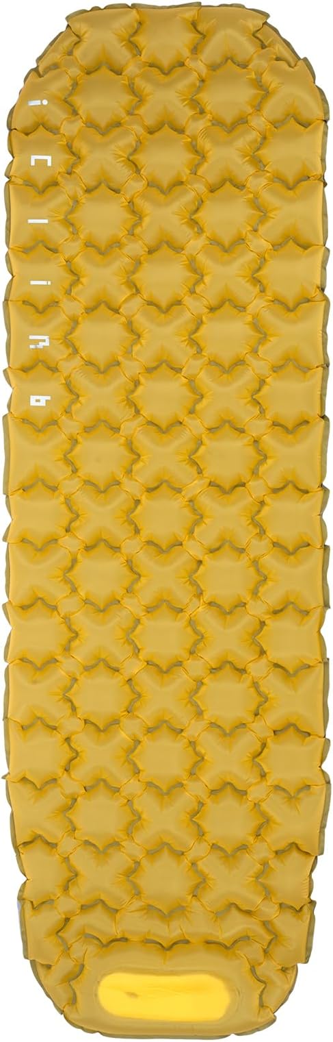 iClimb Ultralight Compact Sleeping Pad with Built-in Pump Inflatable Portable Air Mattress for Camping Backpacking Hiking (Yellow)