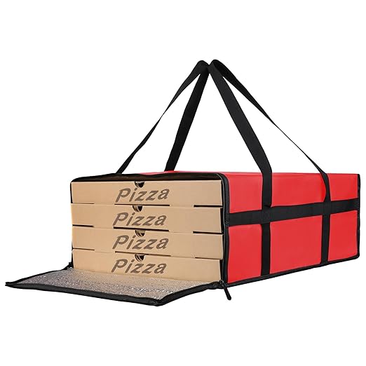 Bodaon Insulated Pizza Delivery Bag, 20" x 20" x 8" Pizza Warmer Bags for Carry Hot, Insulated Food Delivery Bag, Insulated Grocery Bags (Red, 1-Pack)