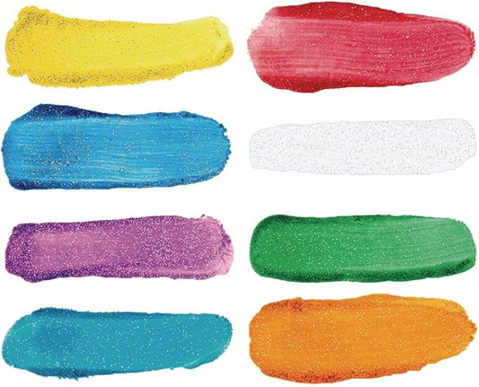 Colorations Washable Glitter Finger Paint for Kids, each 16 fl oz, 8 Colors, Non-Toxic Paint, Kids Finger Paint, Sensory Finger Paint, Kids Paint, Hand painting, Kids