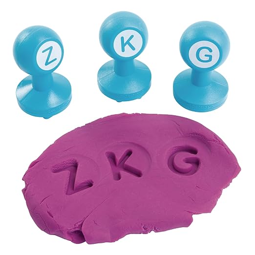 Colorations Alphabet Dough Stampers Set, Uppercase Letters – Set of 26 Letter Stamps, Fun ABC Learning Tool for Toddlers, Ideal for Classroom and Home Learning