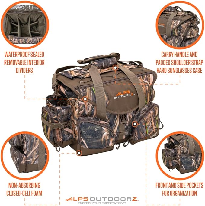 ALPS OutdoorZ Deluxe Floating Blind Bag - Waterproof Hunting Duffel Bag, with Removable Dividers, Thermos Sleeve & Padded Shoulder Strap