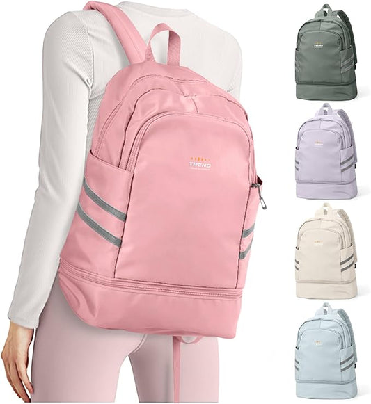Coofay Gym Backpack for Women - Waterproof, Lightweight, Pink Sports Gym Bag with Shoe Compartment