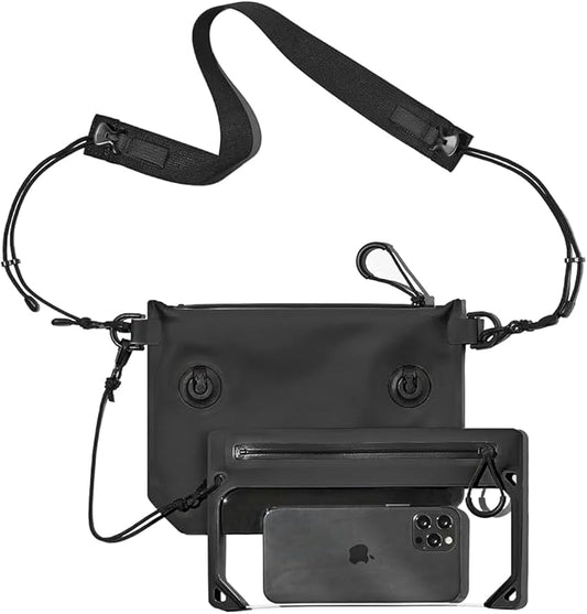 bitplay AquaSeal Sacoche Black - Dry Bag/Phone Pouch with Adjustable Strap for Phone and Valuables