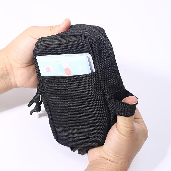 Tactical MOLLE Pouch - 1000D Nylon EDC Organizer, Compact Belt Pouch for Outdoor Gear, Hiking & Camping Accessories with Bonus Carabiner(Black camo)