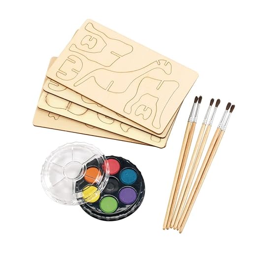 Colorations 3D Wooden Jungle Puzzles for Kids, Build & Decorate Your Own Jungle Animals, Craft Kit Comes with Watercolor Paint & Brushes, Kids Craft Set with Paints, Kids Crafts