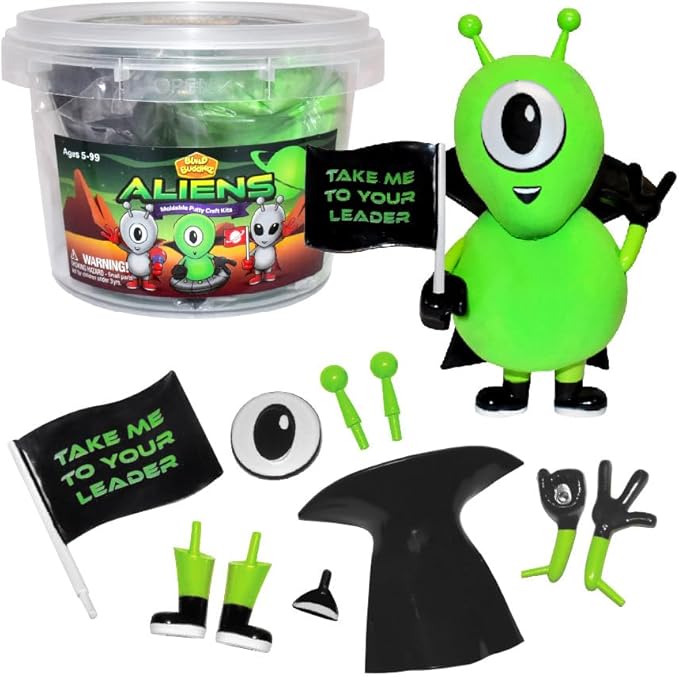 Aliens Craft Kit 6 Pack – Build, Play, and Display 6 Air-Dry Clay Aliens, Great for Birthday Parties, Trick or Treating, Stocking Stuffers, for Kids, Boys and Girls Ages 5+
