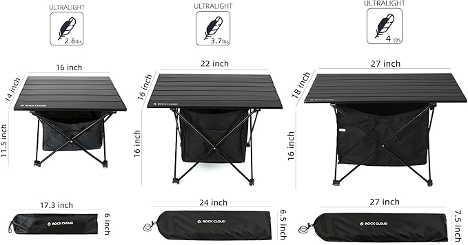 ROCK CLOUD Portable Camping Table Ultralight Aluminum Camp Table with Storage Bag Folding Beach Table for Camping Hiking Backpacking Outdoor Picnic