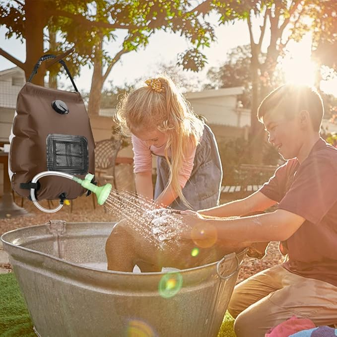Solar Shower Bag | 5 Gal/20L Solar Heating Camping Shower Bag | Removable Hose | On-Off Switchable Shower Head | Ducha Portatil | Traveling Shower | Portable Shower for Beach Swimming, Hiking
