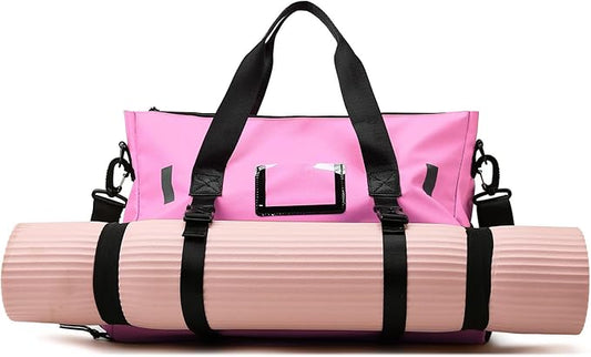 Gym Bag for Women, Yoga Mat Bag with Shoes Compartment & Wet Dry Pockets & Adjustable Yoga Mat Holder