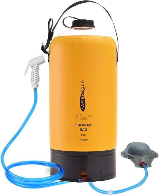 Portable Camping Shower Bag - 10L/2.2 Gallons 20/5 Gallons Solar Shower Water Bag with Foot Pump, Hose and Shower Head - Camp Shower for Camping, Beach, Travel, Outdoor Activities