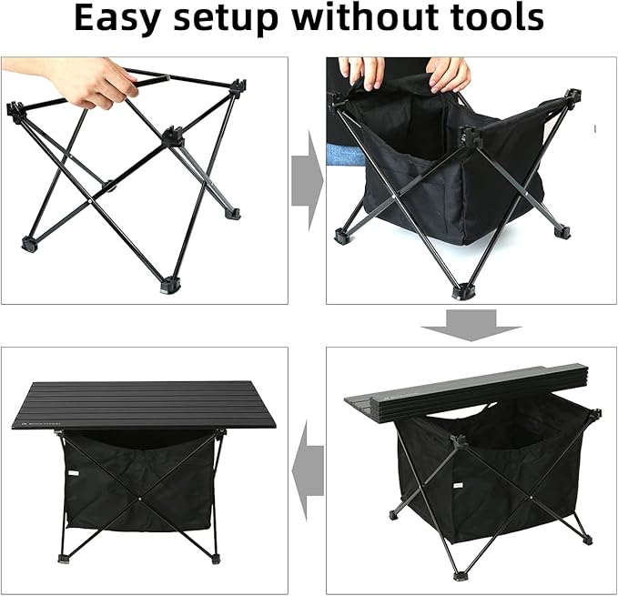 ROCK CLOUD Portable Camping Table Ultralight Aluminum Camp Table with Storage Bag Folding Beach Table for Camping Hiking Backpacking Outdoor Picnic
