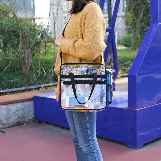 Clear Bag Stadium Approved, Security Approved Clear Tote Bag,12" x 12" x 6"