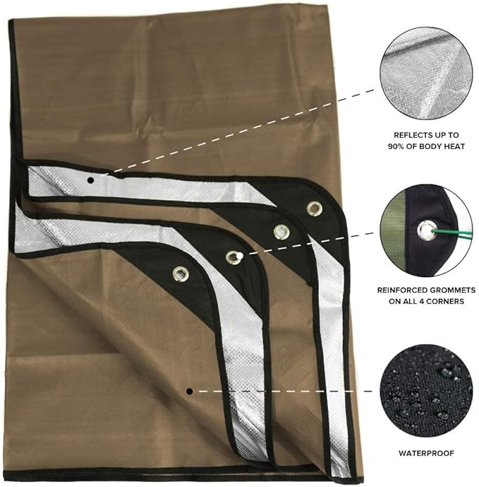 Arcturus Heavy Duty Survival Blanket – Insulated Thermal Reflective Tarp - 60" x 82". All-Weather, Reusable Emergency Blanket for Car or Camping (Coyote Brown)