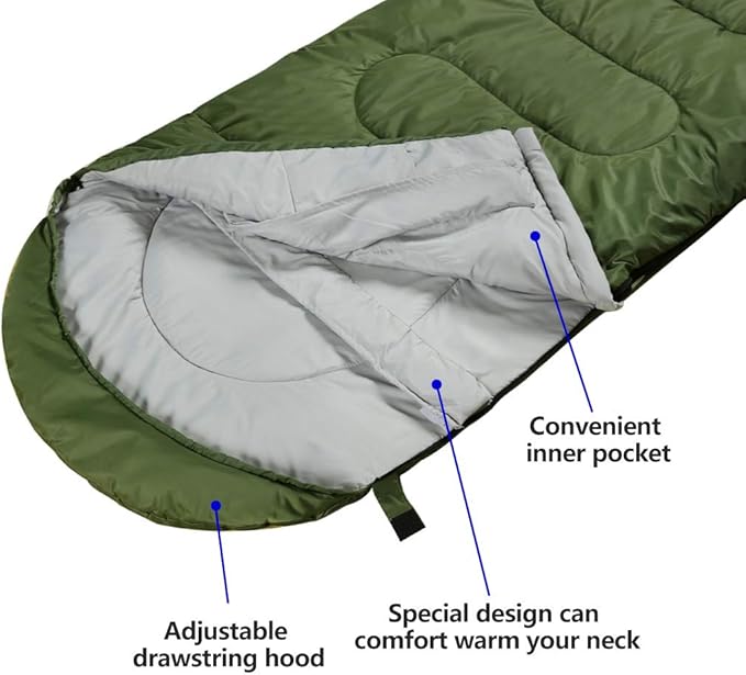 Sleeping Bag,3-4 Seasons Warm Cold Weather Lightweight, Portable, Waterproof Sleeping Bag with Compression Sack for Adults & Kids - Indoor & Outdoor: Camping, Backpacking, Hiking