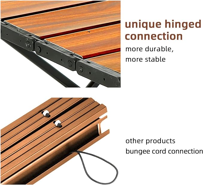 ROCK CLOUD Portable Camping Table Ultralight Aluminum Folding Beach Table Camp for Camping Hiking Backpacking Outdoor Picnic, Wood Grain