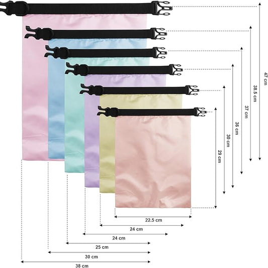 Shappy 6 Pcs Waterproof Dry Bag Set 6 Sizes Lightweight Sacks and Long Adjustable Shoulder Strap Outdoor Water Proof Keep Gear Dry Bag Stuff Sacks for Backpacking, Boating, Hiking, Camping (Macaron)