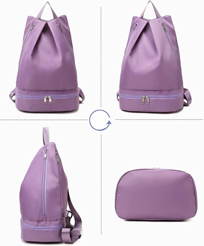 Swimming Bag Dry Wet Separation Female Sports Fitness Bag Waterproof Travel Storage Bag Yoga Bag Travel Backpack (purple)