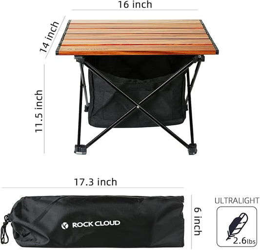 ROCK CLOUD Portable Camping Table Ultralight Aluminum Camp Table with Storage Bag Folding Beach Table for Camping Hiking Backpacking Outdoor Picnic, Small