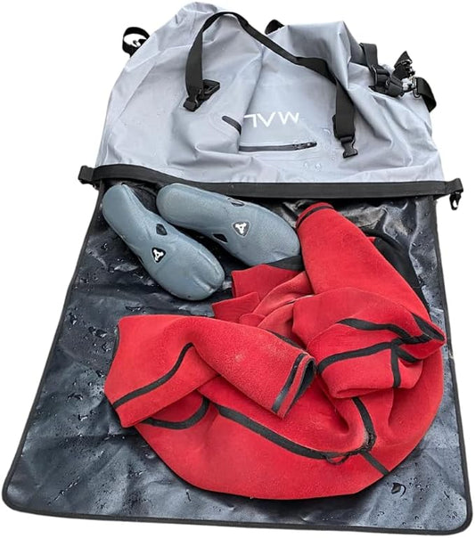 Malo'o 3-in-1 Wetsuit Changing Bag – Integrated changing mat, wetsuit watertight carry bag and XL 60 Liter Roll-Top Dry Bag. Surfing, Paddle-Boarding
