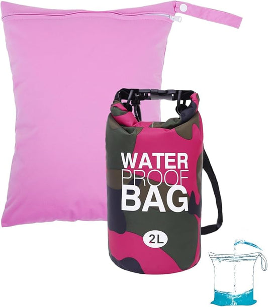 babygoal Waterproof Wet Bag and Dry Bag, Roll Top Waterproof 2L Backpack Sack for Travel,Swimming,Kayaking, Beach, Rafting, Boating, Hiking, Camping and Fishing