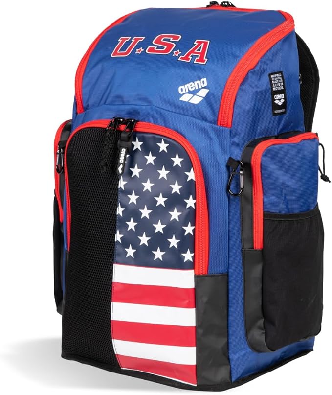 ARENA Spiky III Backpack 45 USA Swimming Athlete Sports Gym Rucksack Large Training Gear Equipment Swim Bag for Men and Women, 45 Liters, US Team