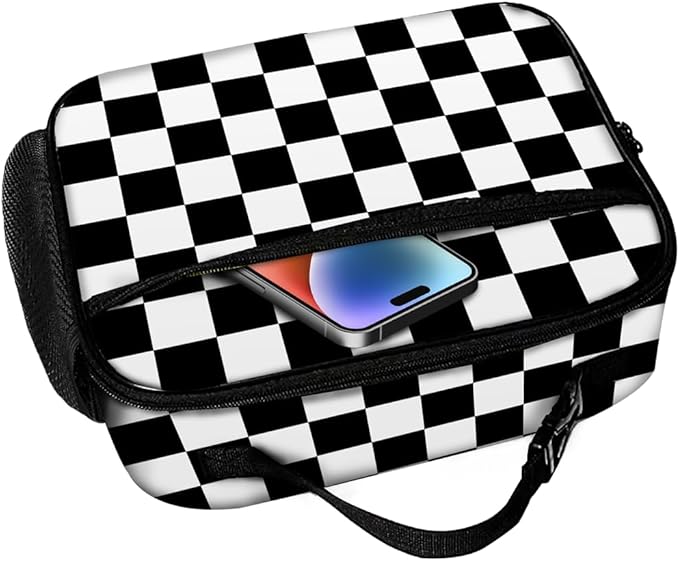 Checkered Lunch Bag Reusable Insulated Lunch Box Keep Food Cooler Thermal Lunch Tote for Women Men