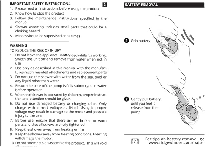 Portable Shower for Camping - Camp Shower with Rechargeable Battery and Included showerhead. Complete Camping Shower Plus Sprayer Attachment