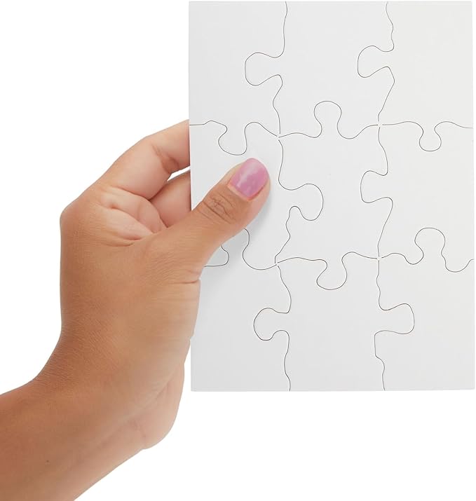 Bright Creations 24 Sheets Blank Puzzles to Draw On Bulk, 5.5 x 4 Inch Jigsaw Puzzle Pieces for DIY, Arts and Crafts Projects