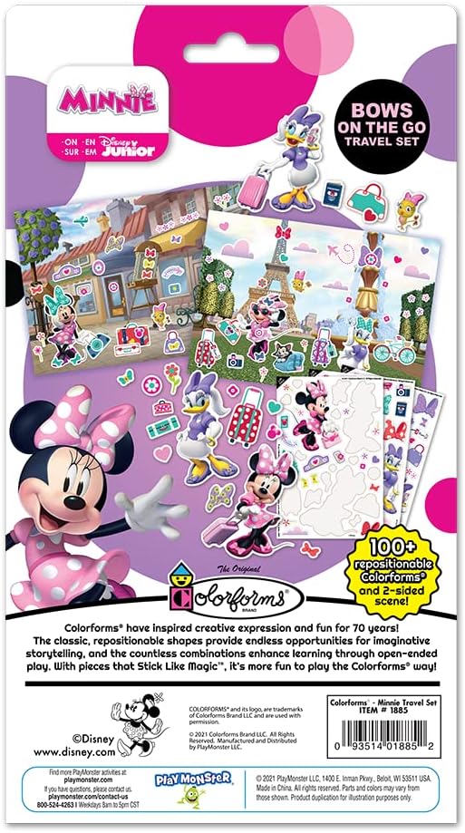 Colorforms Travel Set, Stickers for Kids – Disney Minnie Toys, Arts and Crafts, Reusable Sticker Book, Kids Stickers, Toddler Crafts, Stickers for Boys, Girls, Arts & Crafts, Craft Supplies, Ages 3+