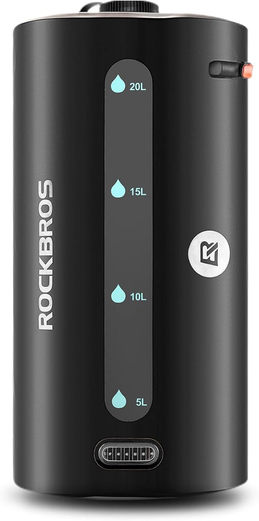 ROCKBROS Portable Shower for Camping Shower Bag 5 Gallons/20L Large Capacity Shower Bag for Camping Gear Solar Shower Bag for Camping Outdoor