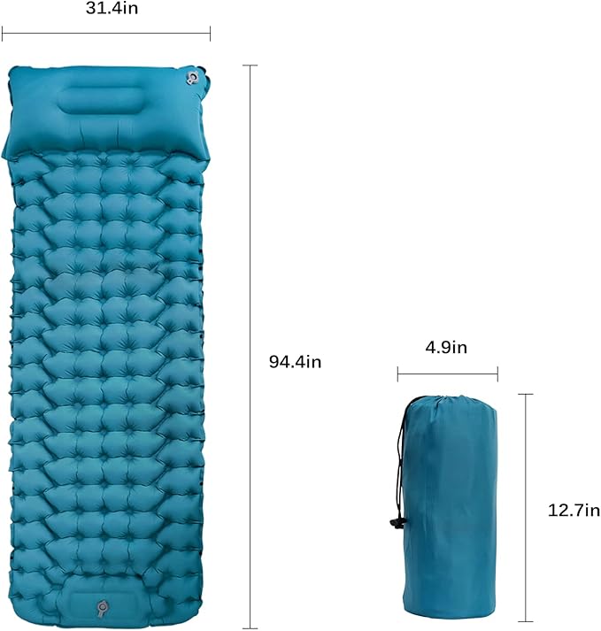 Moisture-Proof & Waterproof Portable Air Mattress for Hiking/Camping/Picnic, Nylon Connectable Outdoor Air Cushion Sleeping Pad for Sightseeing/Backpacking/Trekking (Blue)