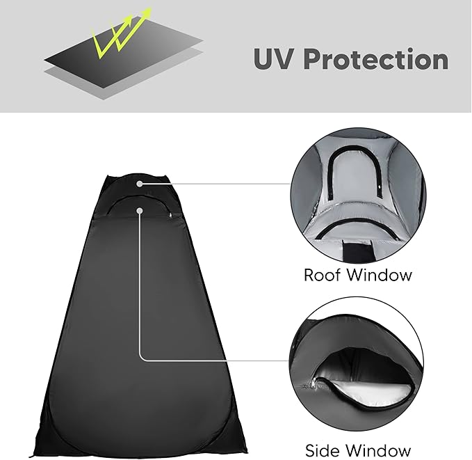 Pop Up Large Privacy Tent - 7ft Tall - Oversized Strong Camping Toilet Tent- Portable Camp Shower Pod w/Hooks- Porta Pod- Outdoor Bathroom, Potty, Changing Private Room